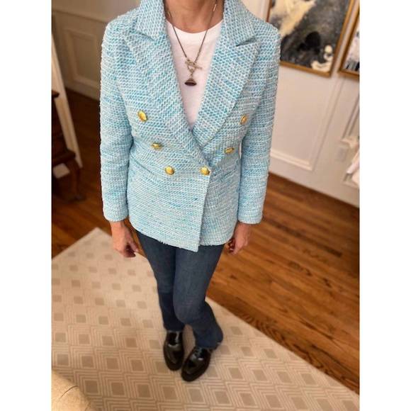 NEW PATTY KIM women's bermuda jacket in santorini blue - Picture 1 of 1